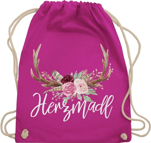 Turnbeutel Rucksack - Kompatibel mit Oktoberfest Tasche - Herzmadl - Unisize - Fuchsia - mitbringsel aus bayern trachtenrucksack bayrische madl stoffrucksack trachtentaschen bayrisch hirsch von Shirtracer