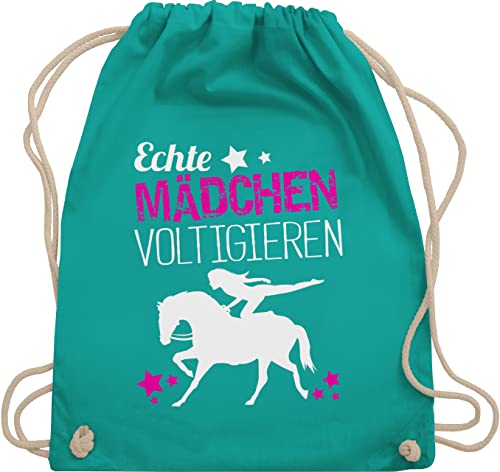 Turnbeutel Rucksack - Pferde - Taschen - Echte Mädchen voltigieren - Unisize - Türkis - voltigiertasche stalltasche pferd pferdeliebhaber volti beutel voltigierbeutel pferdebeutel pferdespruch von Shirtracer