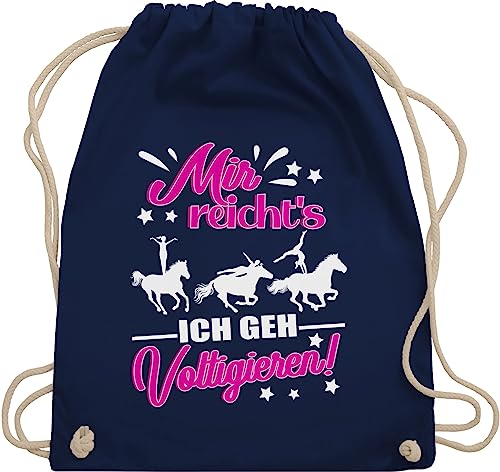 Turnbeutel Rucksack - Pferde Taschen - Mir reicht's - Voltigieren - weiß/fuchsia - Unisize - Navy Blau - voltigierbeutel stalltasche pferd pferdeliebhaber voltigier stoffrucksack voltigierzubehör von Shirtracer