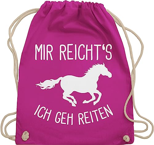 Shirtracer Turnbeutel Rucksack - Pferde - Taschen - Mir reichts ich geh Reiten - Unisize - Fuchsia - reiter spruch tasche geschenke pferd reitbedarf pferden sprüche pferdeliebhaber juterucksack von Shirtracer