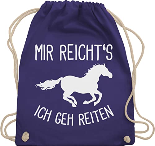 Shirtracer Turnbeutel Rucksack - Pferde - Taschen - Mir reichts ich geh Reiten - Unisize - Lila - tasche für reiter pferdefans pferdespruch sportbeutel pferd mädchen geschenke stalltasche pferdemotiv von Shirtracer