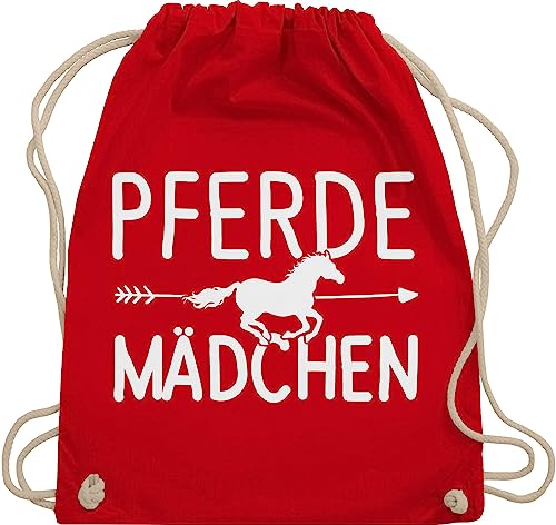 Shirtracer Turnbeutel Rucksack - Taschen - Pferde Mädchen - Pferdemädchen - Unisize - Rot - reitsachen frauen tasche reitsport maedchen baumwollrucksack pferdefan geschenk geschenke für pferdefreunde von Shirtracer