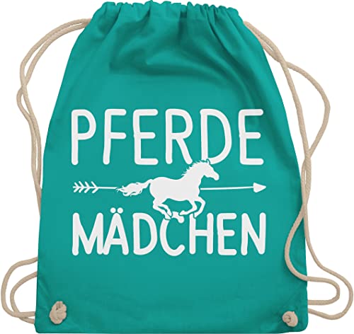 Turnbeutel Rucksack - Taschen - Pferde Mädchen - Pferdemädchen - Unisize - Türkis - reiter und pferd turnsackerl geschenk pferdebeutel sportbeutel reitersache beutel kinder von Shirtracer