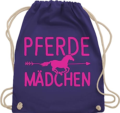 Turnbeutel Rucksack - Taschen - Pferde Mädchen - Unisize - Lila - reiten geschenk sportrucksack mit schnur pferdegeschenk tasche baumwolle pferde, beutel geschenke für pferdefreunde baumwoll von Shirtracer