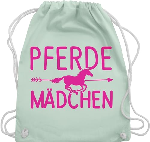 Shirtracer Turnbeutel Rucksack - Taschen - Pferde Mädchen - Unisize - Pastell Grün - sportbeutel baumwolle reitsachen pferdemotiven turntasche pferd pferdemotiv beutelrucksack kinder geschenk reiter von Shirtracer