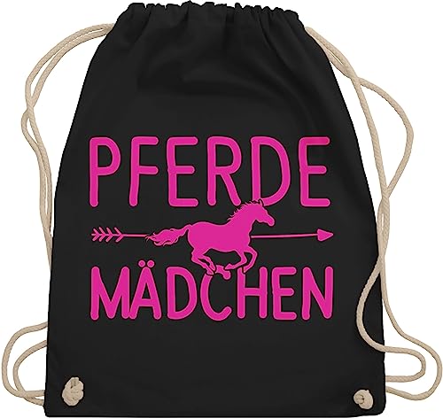 Turnbeutel Rucksack - Taschen - Pferde Mädchen - Unisize - Schwarz - pferdezubehör stalltasche pferd pferdeliebhaber pferdemädchen beutel pferdegeschenkartikel pferdebeutel reiten stoffrucksack von Shirtracer