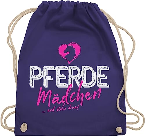 Turnbeutel Rucksack - Pferde - Taschen - Pferdemädchen und stolz drauf - Unisize - Lila - sportrucksack mit schnur pferde+maedchen+geschenk geschenk pferdefreund turn tasche mädchen pferdesport von Shirtracer