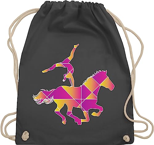 Shirtracer Turnbeutel Rucksack - Pferde Geschenk und Reiten Zubehör - Voltigieren Mädchen Pferd Pferdemotiv - Unisize - Dunkelgrau - turn beutel pferdefreunde stoffturnbeutel pferdefans rucksäcke von Shirtracer