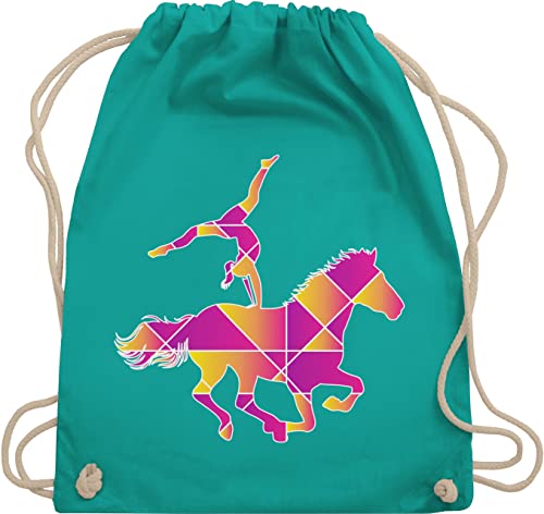 Shirtracer Turnbeutel Rucksack - Pferde und Reiten Zubehör - Voltigieren Mädchen I Geschenk Voltigieren I Volti MädchenI Pferd I Pferdemotiv - Unisize - Türkis - voltigiertasche reit zubehöhr reiter von Shirtracer