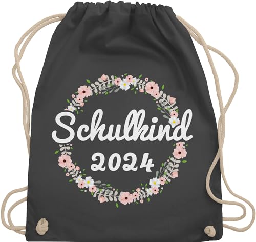 Turnbeutel Rucksack - Schulanfang & Einschulung Geschenk - Schulkind 2024 - Unisize - Dunkelgrau - turnsackerl schulanfänger geschenke einschulung. baumwollrucksack sportbeutel 1. klasse mädchen von Shirtracer