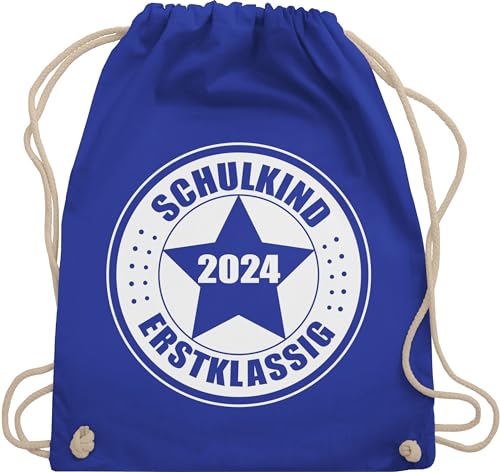 Turnbeutel Rucksack - Schulanfang & Einschulung Geschenk - Schulkind 2024 - Erstklassig - Unisize - Royalblau - beutel baumwolle für schulkinder geschenke 1 klasse erster schultag sportbeutel von Shirtracer