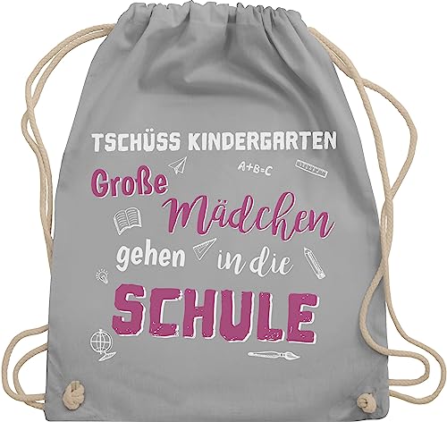 Shirtracer Turnbeutel Rucksack - Schulanfang & Einschulung Geschenk - Tschüss Kindergarten Große Mädchen - Unisize - Hellgrau - schulkind eingeschult grundschule trainingsbeutel geschenke maedchen von Shirtracer