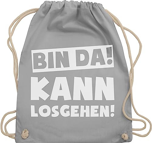 Turnbeutel Rucksack - Sprüche Statement mit Spruch - Bin da kann losgehen - Unisize - Hellgrau - turnen beutel umhängebeutel stoffsackerl turnsäcke sportsack baumwolltasche rücksack baumwolle von Shirtracer