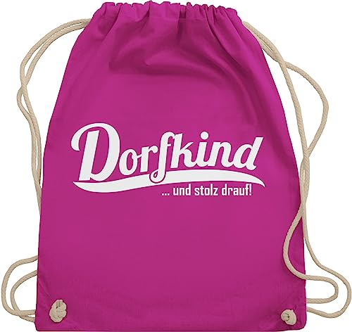 Turnbeutel Rucksack - Sprüche Statement mit Spruch - Dorfkind und stolz drauf - Unisize - Fuchsia - damen sprüchen sprüche, ich bin ein turn beutel sportbeutel lustige spruch. darauf rucksäcke von Shirtracer