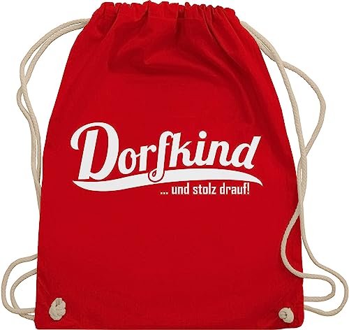 Turnbeutel Rucksack - Sprüche Statement mit Spruch - Dorfkind und stolz drauf - Unisize - Rot - stoffbeutel damen sprüchen spruechen dorfkinder stoffrucksack sprüche, ich bin gymsack spruch. ein von Shirtracer