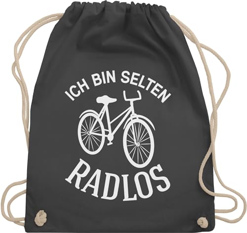 Turnbeutel Rucksack - Radsport - Taschen - Ich bin selten Radlos - Unisize - Dunkelgrau - rad beutel fahrrad beutelrucksäcke radfahrer baumwollbeutel fahrradfahrer mit kordelzug fahrradliebhaber von Shirtracer