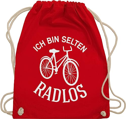Turnbeutel Rucksack - Radsport - Taschen - Ich bin selten Radlos - Unisize - Rot - rad beutel fahrrad beutelrucksäcke radfahrer baumwollbeutel fahrradfahrer mit kordelzug fahrradliebhaber von Shirtracer
