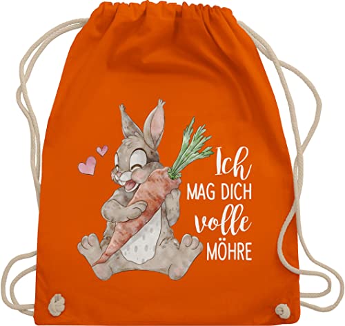 Shirtracer Turnbeutel Rucksack - Sprüche Statement Spruch - Ich mag dich volle Möhre mit Hase weiß - Unisize - Orange - bedruckt spruche möhre! bag damen sprüchen spruechen liebe tasche von Shirtracer