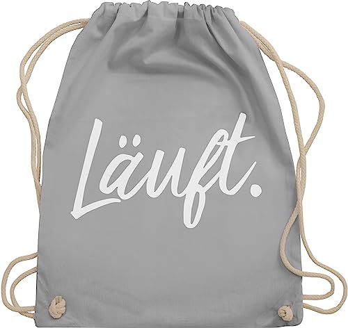 Turnbeutel Rucksack - Sprüche - Läuft - Statement - Unisize - Hellgrau - lustige mit aufschrift typo beutel taschen statements laeuft stoffrucksack festival sprüchen￼ läuft. stoffbeutel kind von Shirtracer