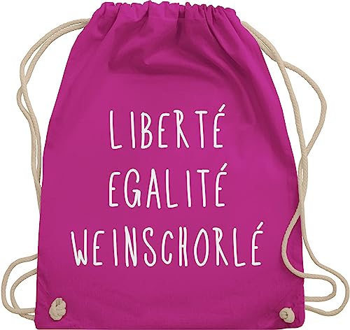 Shirtracer Turnbeutel Rucksack - Sprüche Statement mit Spruch - Liberte Egalite Weinschorle - Unisize - Fuchsia - spruch. aesthetic beutel baumwolle festival stoffbeutel baumwollbeutel kordel spruche von Shirtracer