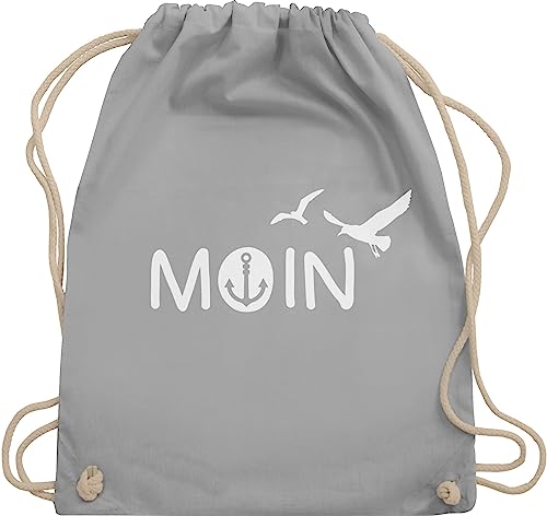 Turnbeutel Rucksack - Sprüche Statement - Moin Moin Hamburg Maritime Nordsee Geschenk - Unisize - Hellgrau - beutel seemann mit aufschrift boot stoffrucksack maritimer statements möwe stoffbeutel von Shirtracer