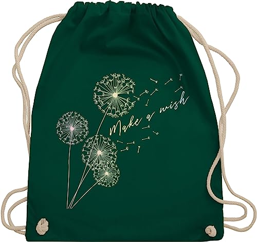 Turnbeutel Rucksack - Sprüche Statement - Pusteblume Flower - Unisize - Dunkelgrün - beutel mit blumenmuster statements wish stoffrucksack damen floral sprüchen￼ wish. stoffbeutel groß blumen von Shirtracer
