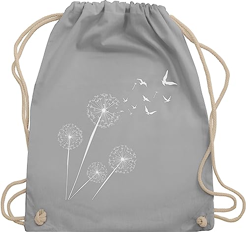 Turnbeutel Rucksack - Sprüche Statement - Pusteblume Löwenzahn - Unisize - Hellgrau - sportbeutel baumwolle stoffbeutel mit kordelzug sporttasche kinderbeutel beutel kinder turnsäckchen von Shirtracer