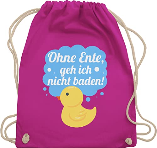 Turnbeutel Rucksack - Statement Sprüche Kinder - Ohne Ente, geh ich nicht baden! - Unisize - Fuchsia - mit aufschrift bade ente turn beutel sprüche. baden trainingsbeutel geschenk zur einschulung von Shirtracer