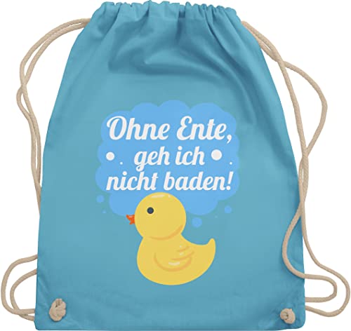 Shirtracer Turnbeutel Rucksack - Statement Sprüche Kinder - Ohne Ente geh ich nicht baden I Quietscheente lustig Geschenk Bade Fans I Quietsche Ente I Badeente I Bade Ente - Unisize - Hellblau von Shirtracer