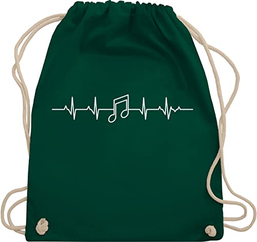 Turnbeutel Rucksack - Symbol und Zeichen Outfit - Herzschlag Musik Note - Unisize - Dunkelgrün - beutel für musikschule noten stoffbeutel tasche festival music beuteltasche notenrucksack musiker von Shirtracer