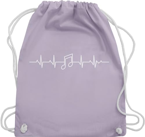 Turnbeutel Rucksack - Symbol und Zeichen Outfit - Herzschlag Musik Note - Unisize - Pastell Lila - beutel kinder turnsäckchen gym bags gymbag kinderturnbeutel tasche stoff turnsackl sportrucksack von Shirtracer