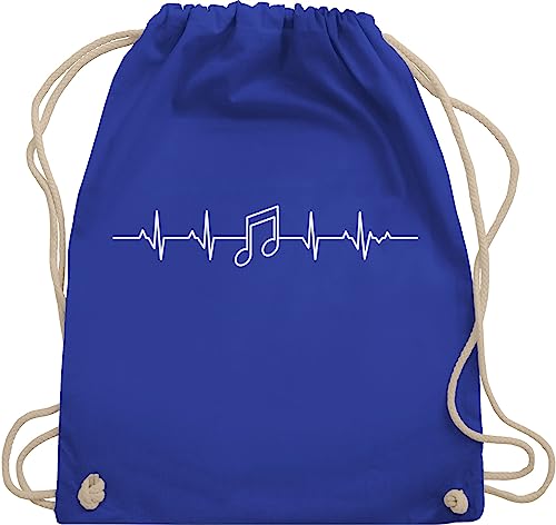 Shirtracer Turnbeutel Rucksack - Symbol und Zeichen Outfit - Herzschlag Musik Note - Unisize - Royalblau - musikschule beutel mit noten juterucksäcke musiker geschenk musiknoten beutelrucksäcke von Shirtracer