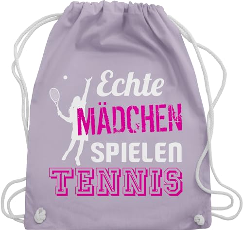 Turnbeutel Rucksack - Tennisspieler Geschenk - Echte Mädchen spielen Tennis - Unisize - Pastell Lila - beutel kinder tasche baumwolle sportrucksack kordel stoff kordelzug mit aus geschenke von Shirtracer