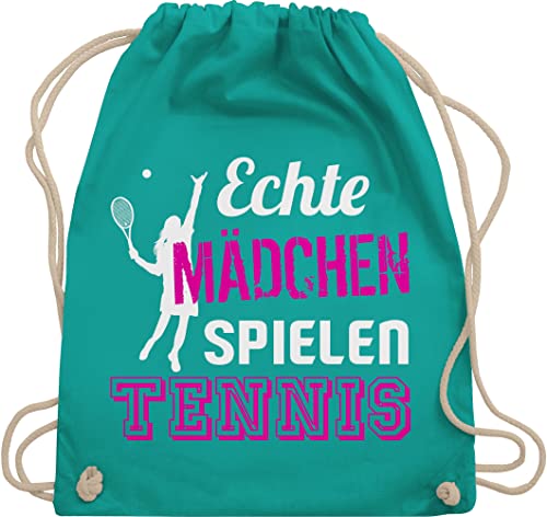 Turnbeutel Rucksack - Tennisspieler Geschenk - Echte Mädchen spielen Tennis - Unisize - Türkis - beutel sportbeutel backpack rucksäcke turnsäckchen sportrucksack mit schnur stoffbeutel bags von Shirtracer