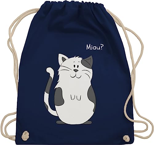 Turnbeutel Rucksack - Tiermotiv Animal Print - lustige Katze - Unisize - Navy Blau - katzenmotiv stoffbeutel tier kinderrucksack tiere tiermotive kinder katzen sportbeutel mit tieren rucksäcke von Shirtracer