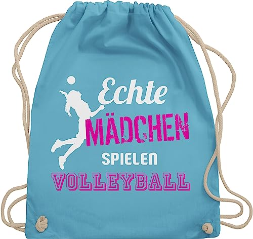 Shirtracer Turnbeutel Rucksack - Geschenke Zubehör - Echte Mädchen spielen Volleyball - Unisize - Hellblau - beutel kinder geschenk turnsäckchen stoffsackerl baumwollrucksack taschen tasche bag bags von Shirtracer