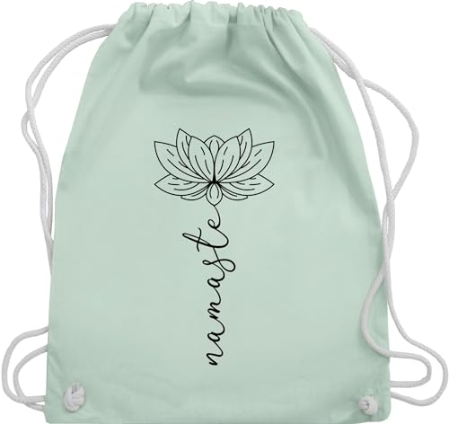 Turnbeutel Rucksack - Yoga und Wellness Geschenk - Namaste Lotusblüte - Unisize - Pastell Grün - baumwolle beutel tasche stoff turn baumwoll spirituelle lotusblume stoffrucksäcke meditation lotus von Shirtracer