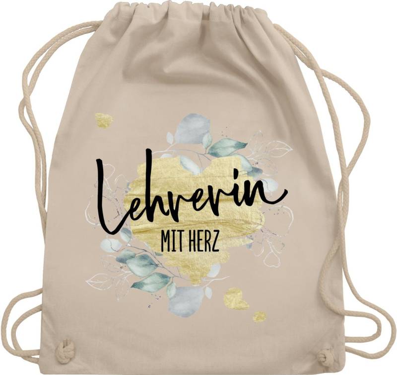 Shirtracer Turnbeutel Lehrerin mit Herz - Abschiedsgeschenk Weihnachten, Lehrerin von Shirtracer