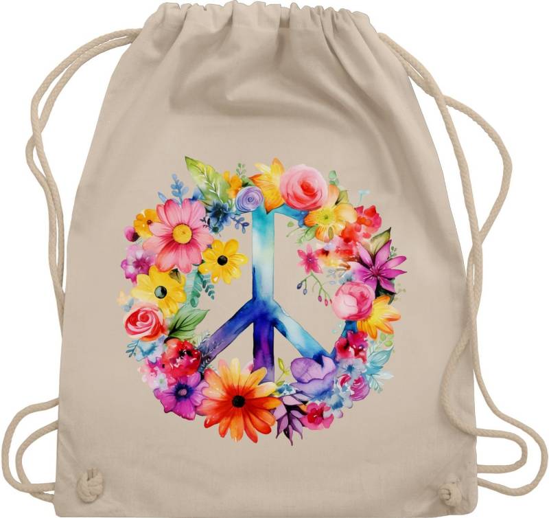 Shirtracer Turnbeutel Peacezeichen I Peace Symbol Hippie I Frieden I 60er I 70er Flower Powe, Statement von Shirtracer