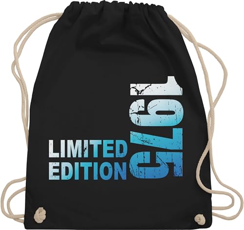Turnbeutel Rucksack - 50. Geburtstag - Limited Edition 1975 - Unisize - Schwarz - geschenke für damen ab 50 50.geburtstag stofftasche zum 50er tasche geschenktasche (50) sportbeutel von Shirtracer