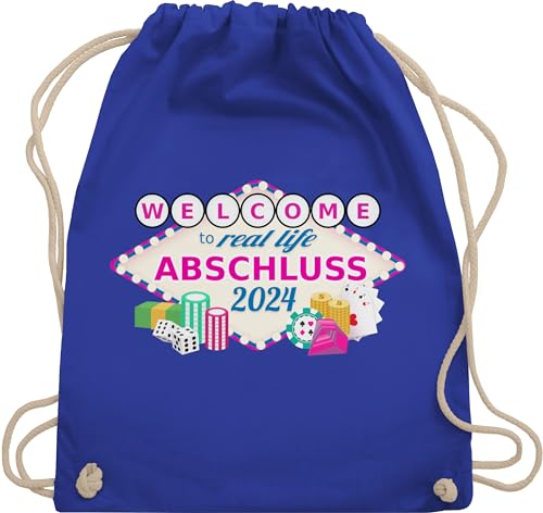 Turnbeutel Rucksack - Abi Abitur & - Abschluss 2024 - Welcome to real life - Unisize - Royalblau - abschlussprüfung geschenk schulabschluss realschule sporttasche 10 klasse von Shirtracer