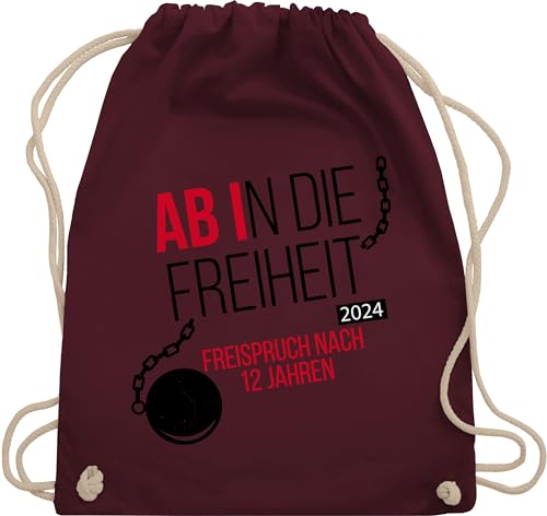 Shirtracer Turnbeutel Rucksack - Abitur & Abschluss - Abi 2024 Ab in die Freiheit - Unisize - Bordeauxrot - stoffbeutel mit kordelzug geschenk bestandene realschulabschluss stofftasche geschenke zum von Shirtracer