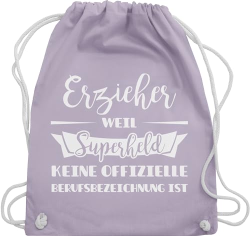 Turnbeutel Rucksack - Beruf und Job Geschenke - Erzieher weil Superheld keine offizielle Berufsbezeichnung ist - Unisize - Pastell Lila - stoffsackerl sporttasche stoffrucksack gymsack rucksaecke von Shirtracer