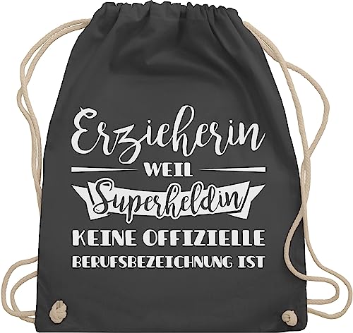 Shirtracer Turnbeutel Rucksack - Beruf und Job Geschenke - Erzieherin Superheldin Geschenk - Unisize - Dunkelgrau - erziehertaschen abschiedgeschenk erzieherinnen rucksäcke abschiedsgeschenk hort von Shirtracer