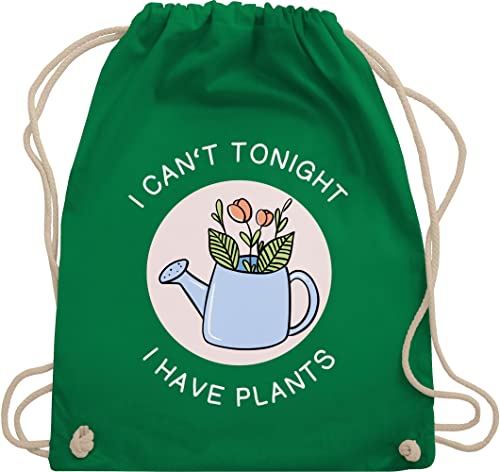 Turnbeutel Rucksack - Blumen & Pflanzen - I can't tonight I have plants - Gießkanne - weiß - Unisize - Grün - pflanze stoffbeutel plant sportbeutel blume flowers pflanzenliebhaber braut von Shirtracer