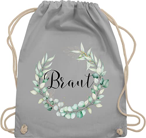 Turnbeutel Rucksack - JGA Junggesellenabschied Frauen - Braut - Blumenkranz Eukalyptus - Unisize - Hellgrau - brauttaschen bachelorette party beutel junggesellinnenabschied outfit jungesselnabschied von Shirtracer