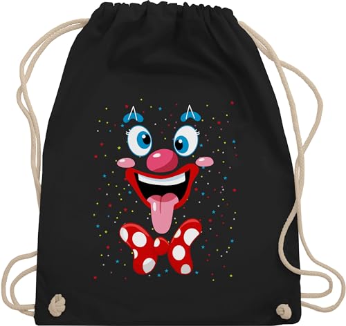 Turnbeutel Rucksack - & - Taschen - Clown Gesicht Kostüm Karneval Clownkostüm Lustig Fasching I Fastnacht I Fasnacht I Fasnet - Unisize - Schwarz - karnevalsbeutel faschings clowns rucksäcke von Shirtracer