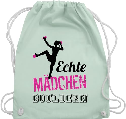 Turnbeutel Rucksack - Echte Mädchen bouldern fuchsia/schwarz - Unisize - Pastell Grün - geschenke für boulderer kinderturnbeutel sport boulder beutel sportbeutel tasche kinder 25. geburtstag von Shirtracer