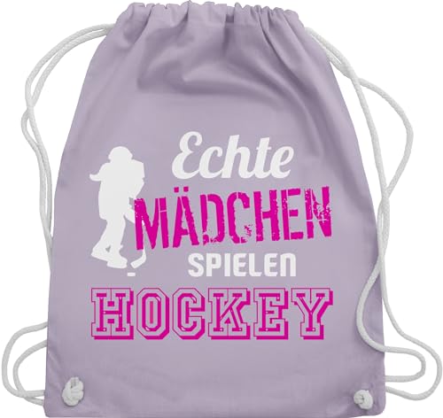 Turnbeutel Rucksack - Eishockey - Echte Mädchen spielen Hockey - Unisize - Pastell Lila - beutel kinder sport beuteltasche turnsackerl stoffsackerl bags kinderturnbeutel stoffbeutel mit kordelzug von Shirtracer