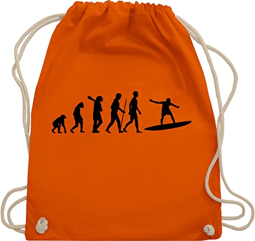 Shirtracer Turnbeutel Rucksack - Entwicklung und Outfit - Wellenreiter Evolution - Unisize - Orange - sportbeutel schwimmen surfen trainingsbeutel schwimm surfer beuteltasche schwimmsport tasche von Shirtracer